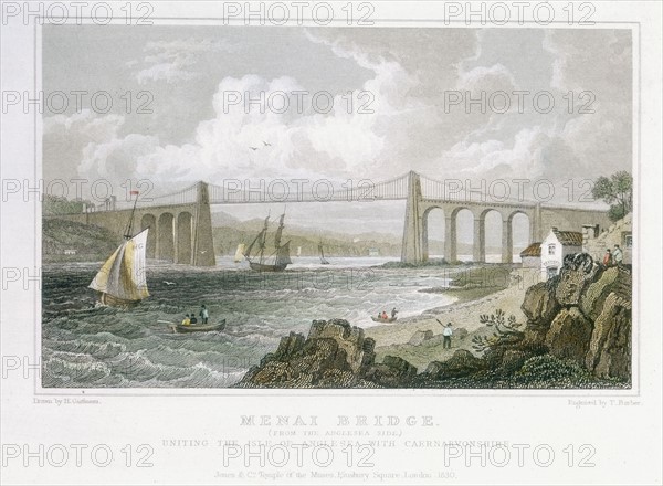 Pont suspendu du detroit de Menai invente par Thomas Telford