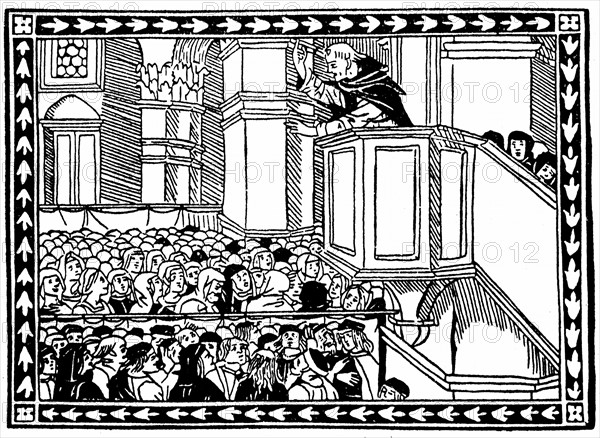 Girolamo Savonarola preaching in Florence, 1496