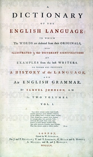 Page de garde du "Dictionnaire du Langage Humain" de Samuel Jackson Johnson