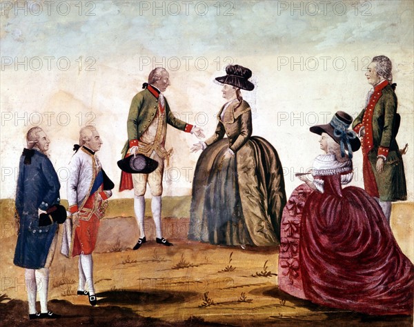 Catherine II, the Great (1729-96) Empress of Russia from 1762 with Joseph II (1741-90)  King of Germany 1765, Emperor of Austria from 1780, in 1787