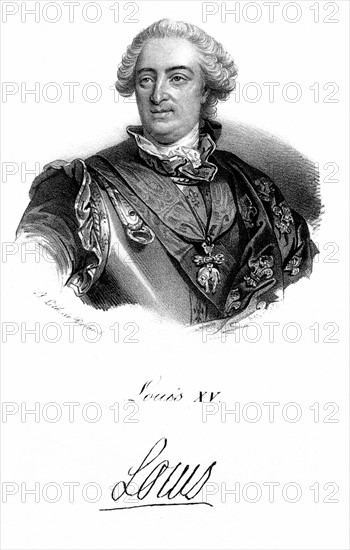 Louis XV (1710-1774) Roi de France à partir de 1715, arrière petit-fils de Louis XIV