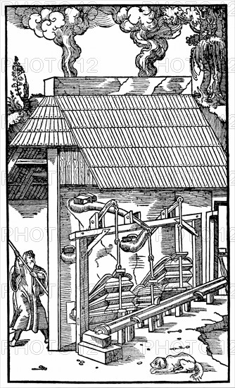 Georgius Agricola, Bellows operated by camshaft