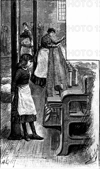 Small Girl working in a woollen mill