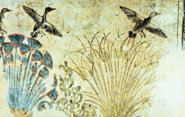 Wall painting from tomb of Akhnaton