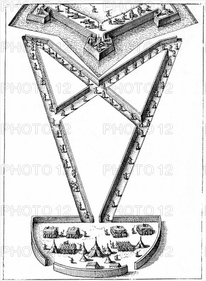 Design for encampment outside a besieged fortress