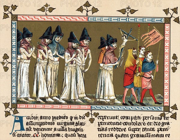 Flagellants chassant la Peste noire, 1349