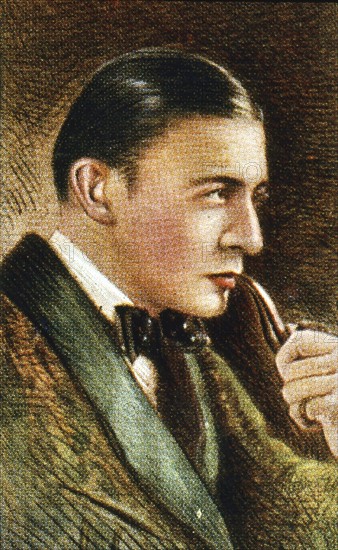 Sherlock Holmes, the detective created by Arthur Conan Doyle in the 1890s, as portrayed by the early English film star, Clive Brook.