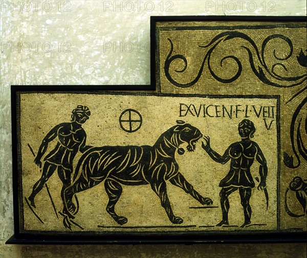 Mosaic with Tiger and Gladiators