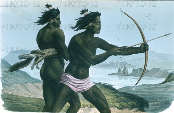 North American San Francisco Indians hunting with bows and arrows