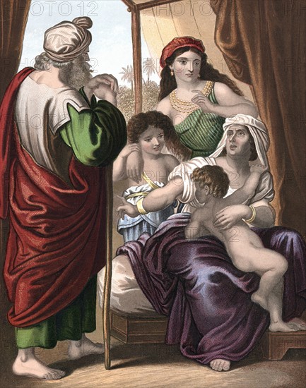 Abraham, father of the Hebrews, sending away Hagar his concubine