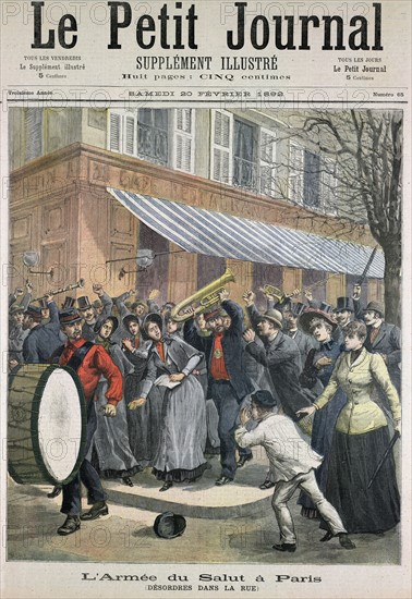 Salvation Army march led by drummer being barracked by onlookers in Paris