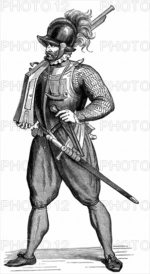 Foot soldier carrying an arquebus