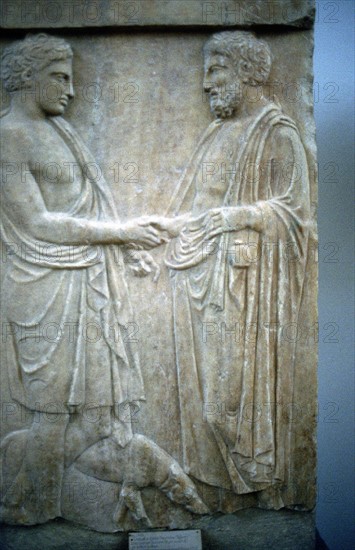 Athenian youth greeting older man