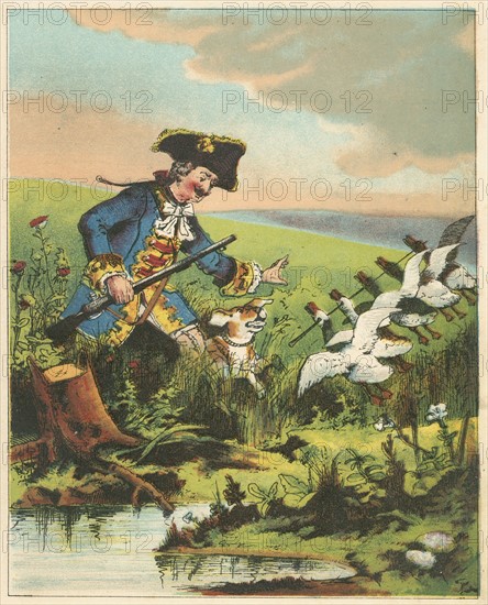 Munchausen, showing his prowess as a hunter