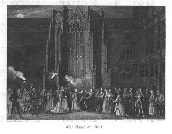 Earl of Rochester and his dissolute friends staging a Dance of Death at Saint Paul's during the Plague of London