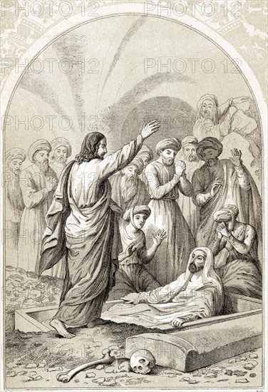 Jesus raising Lazarus from the tomb