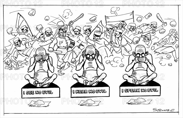 Caricature représentant Gandhi, 1930