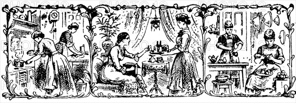 Cook and Kitchen maid, Parlour Maid and Scullery maids