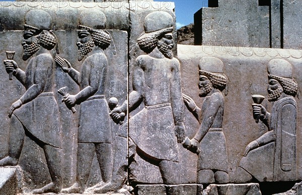 Carving on stairway to Royal Audience Hall of Darius I