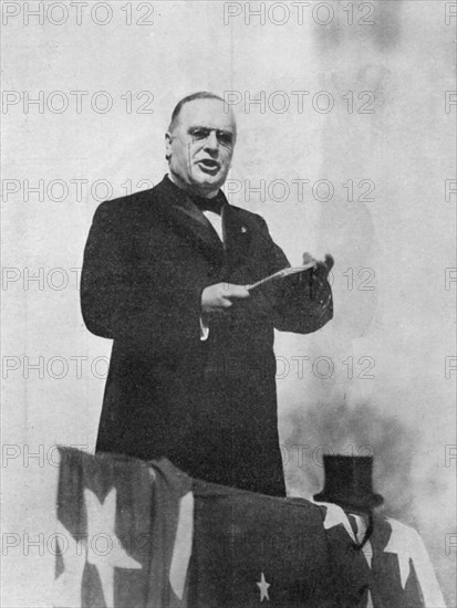 William McKinley (1843-1901) 25th president of USA from 1896 making a speech during his election campaign.