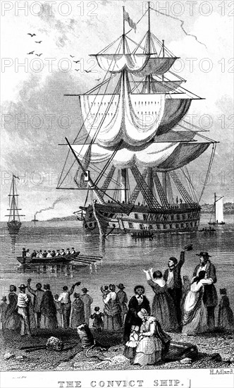 Transportation: Convict ship ready to sail from England to Australia