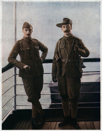 Officers of the City of London Imperial Volunteers on board ship on their way to the war in South Africa