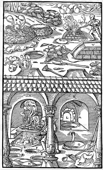 Lead smelting, 1556