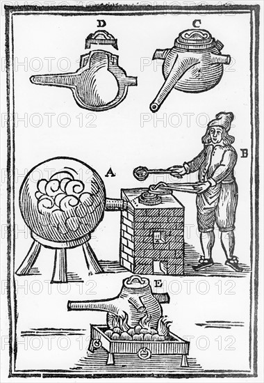 Distillation of oil of vitriol also known as sulphuric acid