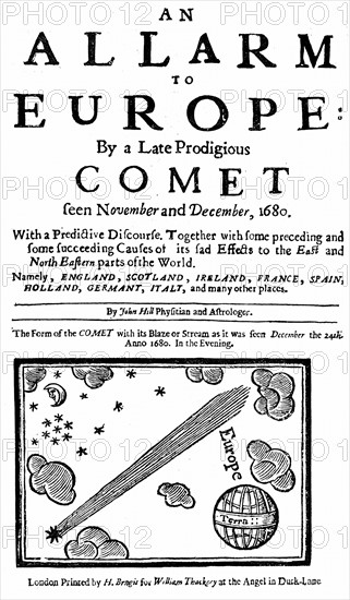 Title page of pamphlet by John Hill on the comet of December 1680