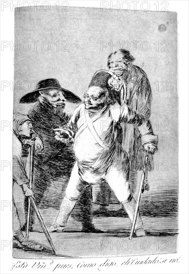 1799. Is this your excellency?..well, as I say, eh!', Look out!, plate 76 of 'Los caprichos'.  By Francisco Jose de Lucientes y Goya