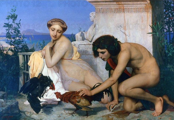 Jean Leon Gerome 'Young Greeks Encouraging Cocks to Fight'