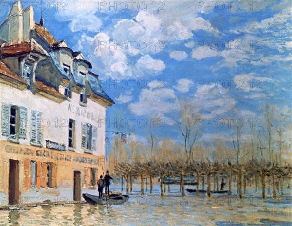 Sisley, La barque pendant l'inondation, Port-Marly