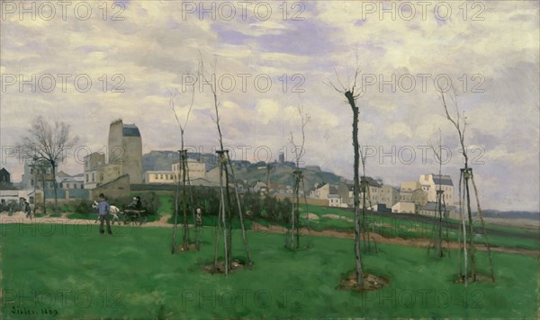 Sisley, Vue de Montmartre depuis la Cité des Fleurs aux Batignolles
