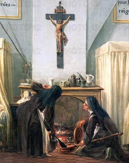 Nuns putting out the fire', Detail, 19th Century