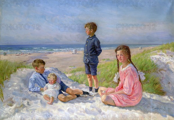 Jense, 'Erik, Else, Ove and Birthe Schultz on the Beach'