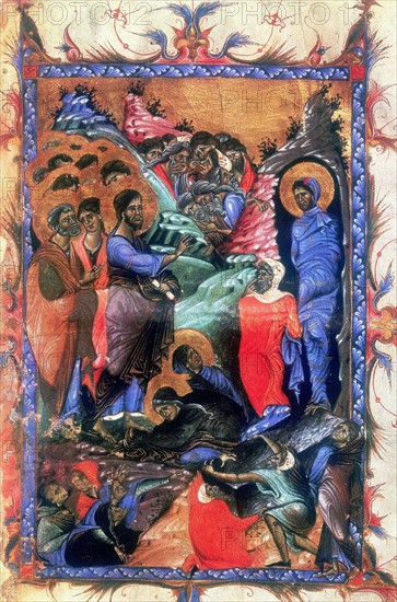 Jesus raising Lazarus after four days