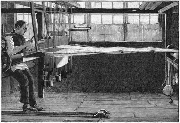 Silk weaver at work in his cottage at Bethnal Green