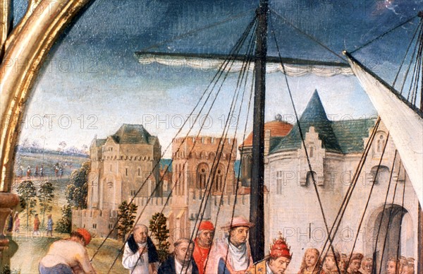 Memling, St Ursula Shrine, Departure from Basle', Detail, 1489