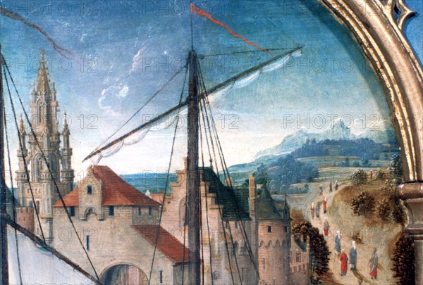 Memling, St Ursula Shrine, Departure from Basle', Detail, 1489