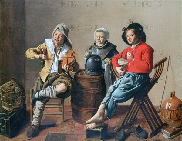 Two Boys and a Girl making Music', 1629