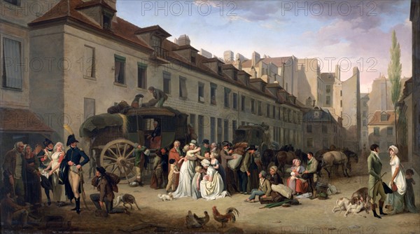 Boilly, L'arrivée d'une diligence dans la cour des messageries