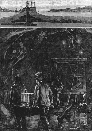 Sectional view of workings under East River, New York