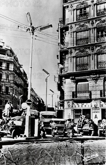 French special forces guard control point in central Algiers during the unrest in Algeria