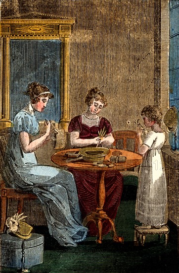 Women and Girl Making Plaited Straw Hats