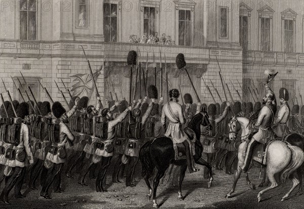 La reine Victoria reçoit ses gardes à leur retour de la Guerre de Crimée