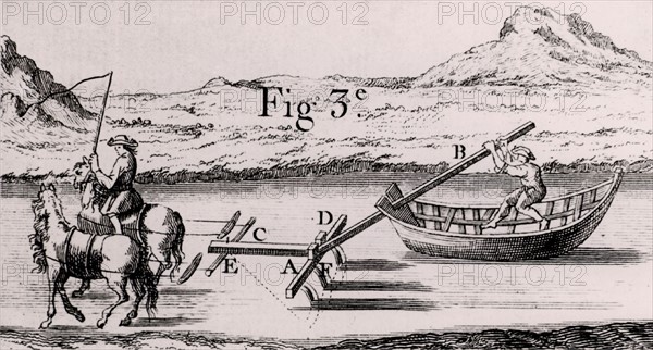 Charrue utilisée pour creuser des rivières et des voies navigables