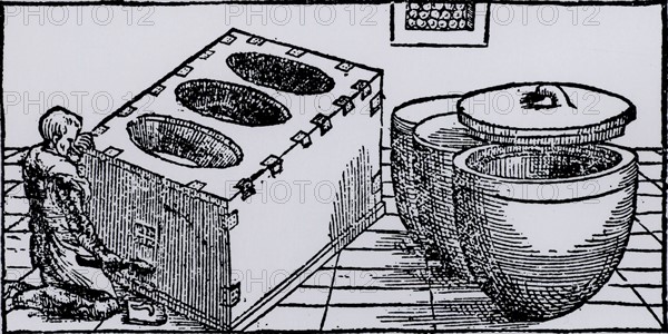 Stove and pots used for mercury extraction