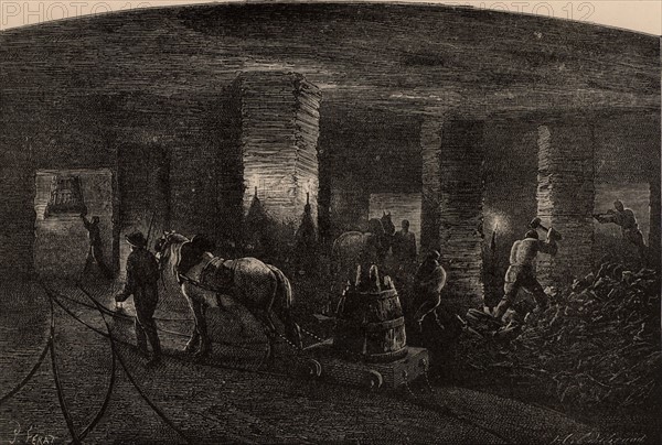 Mineurs anglais extrayant du charbon, 1869
