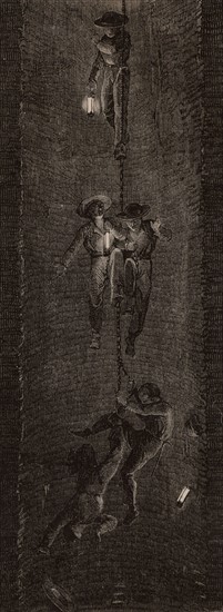 Mineurs dans le conduit d'une mine, 1869