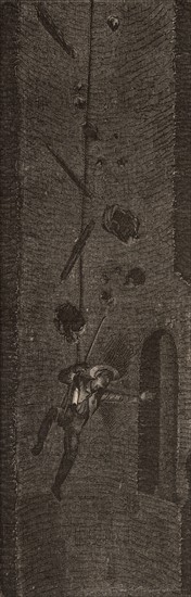 Coal miner descending the mine shaft, 1869
